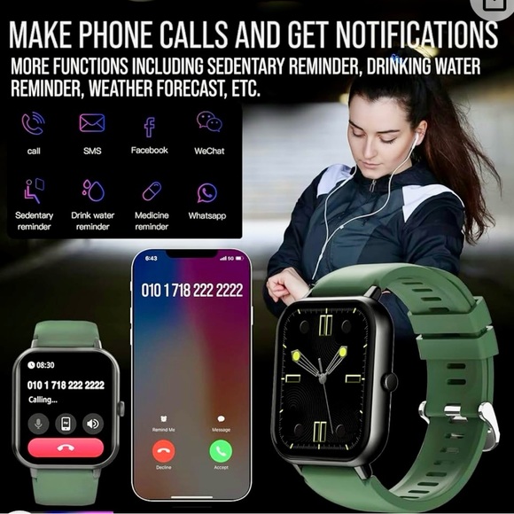 Smart Watch (Answer/Make Calls) 1.83" Fitness Tracker - Picture 4 of 6